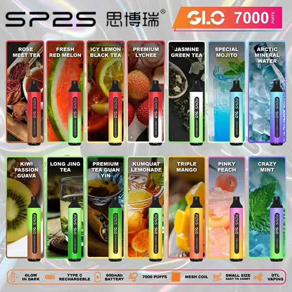 SP2S GLO 7000口 拋棄式電子煙 | 15款精選口味 思博瑞一次性